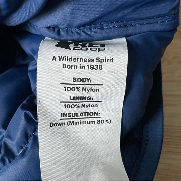 REI Co-op Women's Blue 650 Down Hooded Quilted Puffer Jacket Coat 35392 - Picture 16 of 16